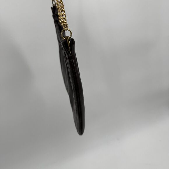 Ande Vintage Dark Brown Leather Shoulder Bag Gold Hardware Classic Designer - Picture 7 of 12